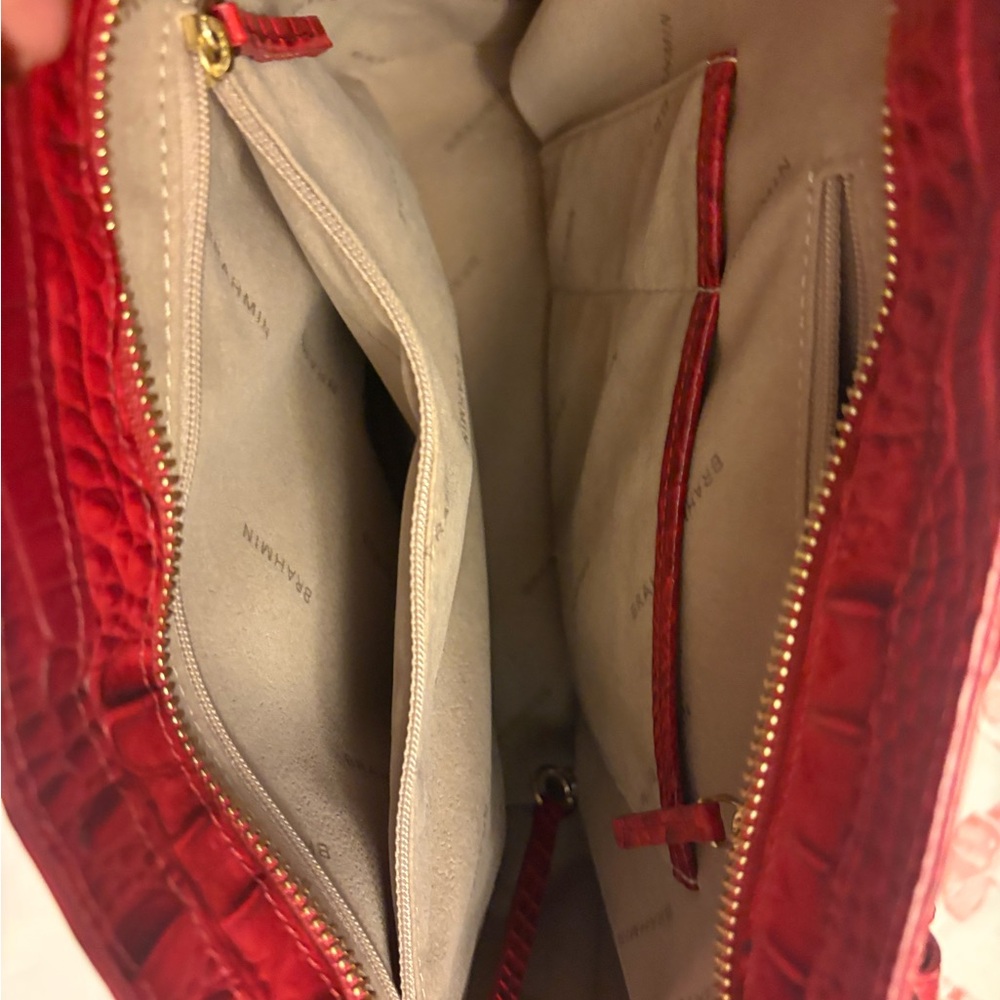 Brahmin Red Croc-Embossed Lena Satchel - Picture 4 of 13